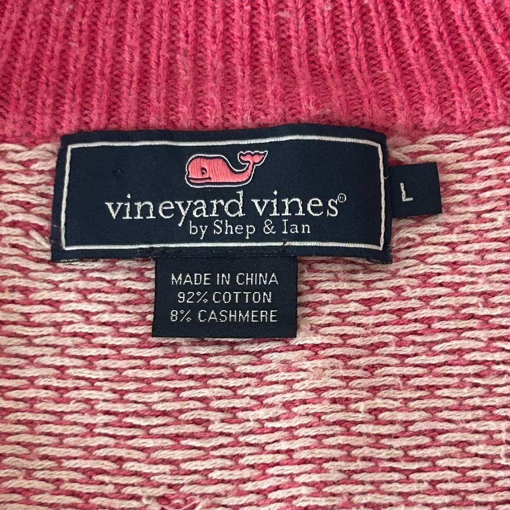 Vineyard Vines by Shep & Ian Pink Two-Tone Pattern Weave Textured Quarter Zip L - Picture 7 of 9